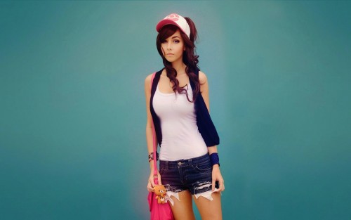 Beautiful girl pokemon trainer cosplay brunettes hd wallpaper 19