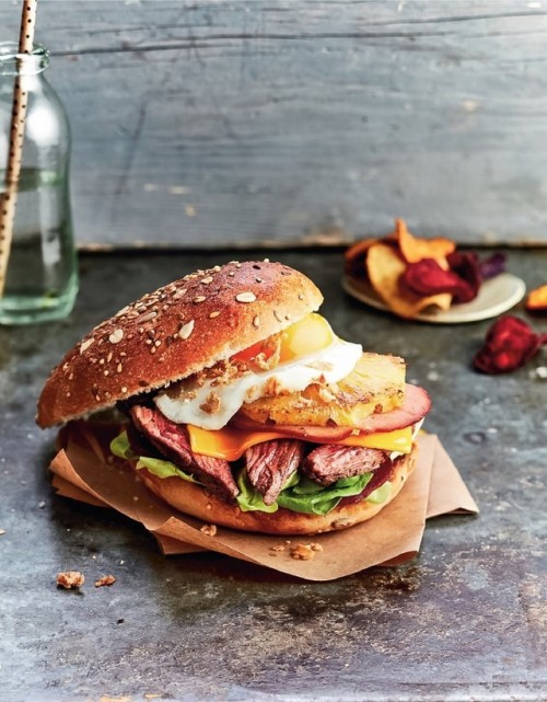 Burger de hampe de boeuf à l australienne