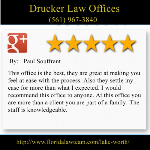 Drucker Law Offices
8461 Lake Worth Road #437
Lake Worth, FL 33467
(561) 967-3840

http://www.floridalawteam.com/lake-worth/