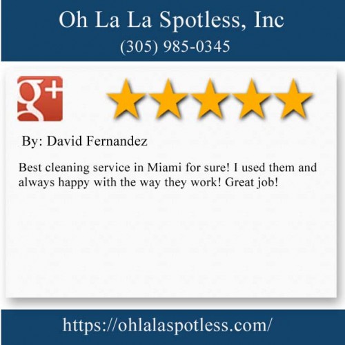 Oh La La Spotless, Inc
7500 NW 25th St, Ste 257
Miami, FL 33122
(305) 985-0345

https://ohlalaspotless.com/commercial-office-cleaning-miami/