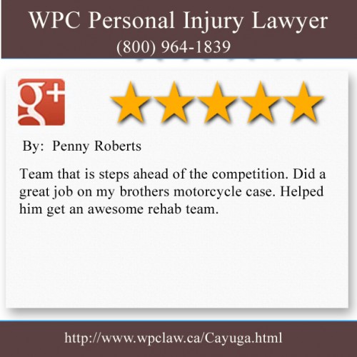 WPC Personal Injury Lawyer 
13 Cayuga Street North 
Cayuga, ON N0A 1E0 
(800) 964-1839 

http://www.wpclaw.ca/Cayuga.html