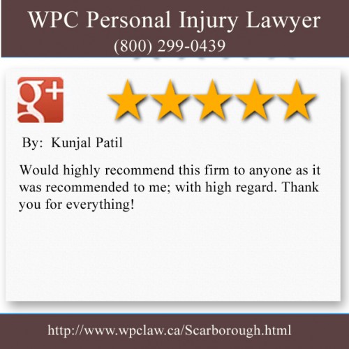 WPC Personal Injury Lawyer 
3464 Kingston Rd #202B 
Scarborough, ON, M1M 1R5 
(800) 299-0439

http://www.wpclaw.ca/Scarborough.html