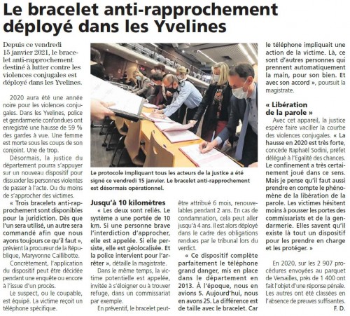 Le Courrier des Yvelines Violences conjugales Le bracelet anti rapprochement déployé dans les Yvelin