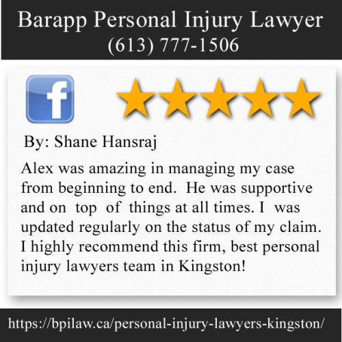 Barapp Personal Injury Lawyer
130 Ontario St, lower level
Kingston, ON K7L 2Y4
(613) 777-1506

https://bpilaw.ca/personal-injury-lawyers-kingston/