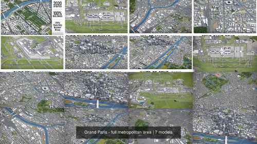 grand paris full metropolitan area 3d model max obj fbx dxf blend dae