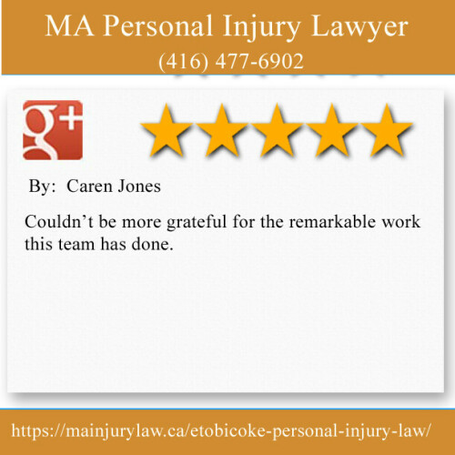 MA Personal Injury Lawyer 
204-5468 Dundas St W
Etobicoke, ON M9B 1B4	
(416) 477-6902

https://mainjurylaw.ca/etobicoke-personal-injury-law/