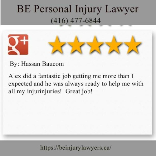 BE Personal Injury Lawyer
100 Consilium Pl #200
Scarborough, ON M1H 3E3
(416) 477-6844

https://beinjurylawyers.ca/scarborough-personal-injury-lawyer.html