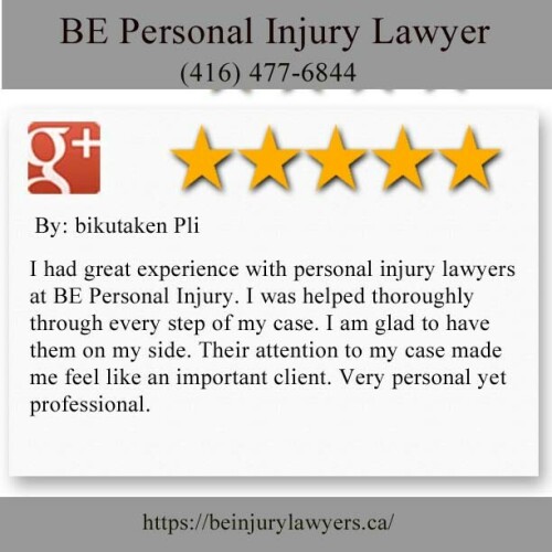 BE Personal Injury Lawyer
100 Consilium Pl #200
Scarborough, ON M1H 3E3
(416) 477-6844

https://beinjurylawyers.ca/scarborough-personal-injury-lawyer.html