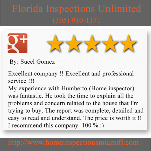 Florida Inspections Unlimited
3801 SW 117 Ave. #655209
Miami, FL 33175
(305) 910-1171

http://www.homeinspectionsmiamifl.com/