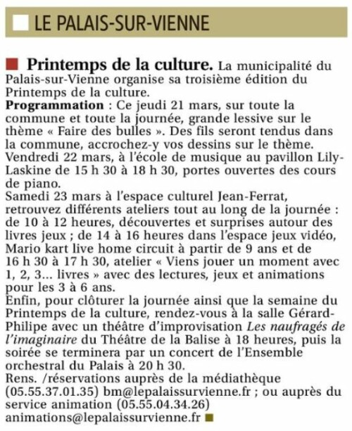 le populaire 21 mars le printemps de la culture